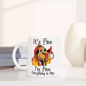 1pc 11oz It s Fine Funny Puppy Coffee Mug Tea Cup Coffee Cup Funny Birthday Gifts for Women and Men Ceramic Mug Personalized Cup 301-400ml белый