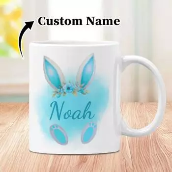 1pc 11oz Personalized customized coffee mug, water cup with customizable text, and coffee cup with Easter elements