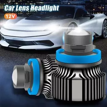 1PC 12V Laser Lens H7 H11 H8 H9 9006 HB4 Car Lens Headlight Led Fog Light Bulb LED Lamp White Yellow Ice Blue Turbo Fog Light H11 белый