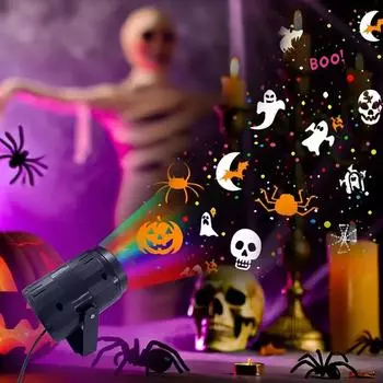 1pc 16 Patterns USB Powered Halloween Projector Light Outdoor/Indoor Use for Halloween LED Technology No Battery Included