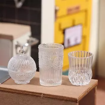 1шт 1:12 Миниатюрная банка для кукольного домика, банка для хранения посуды, банка для конфет, банка для печенья, чашка для воды, чашка для чая, модель, игрушки, кухонный декор 1.2*2.1cm