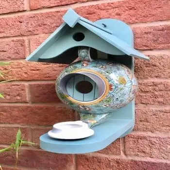 1pc 2-in-1 Blue Teapot Bird House Feeder Outdoor Window Bird Feeder Hummingbird Feeder красный