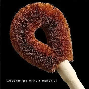 1pc/2pcs Coconut Brown Cleaning Brush For Restaurant Kitchen Cleaning, Long Handle Washing Pot Brush, 1pc