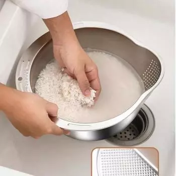 1PC 304 Stainless Steel Drain Basket Household Kitchen Washing Rice Washing Dishes Special Drain Basin Filter Basket