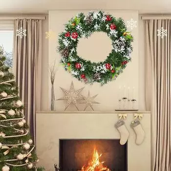 1PC 30Cm Christmas Wreath Fake Fruit Pine Christmas Decoration Christmas Large Wreath Door Wall Decoration Navidad