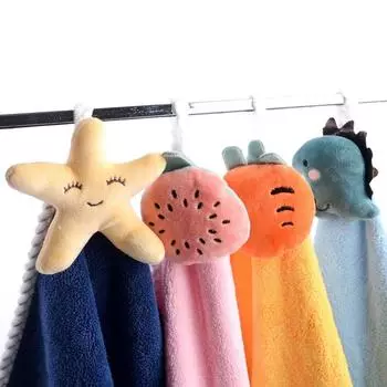 1Pc 30x30cm 3D Cartoon Hand Towel Soft Coral Velvet Absorbent Hanging Home Bathroom Hand Cloth Kids Gift 30x30cm розовый