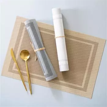 1Pc 30x45cm Double Frame PVC Table Placemat Dining Cup Coaster Kitchen Accessories Washable Tableware Mat 30x45cm салатный