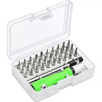 1PC 32 In 1 Screwdriver Set Multi-Purpose Computer Mobile Phone Dismantling Machine Repair Cross CRV Household Hardware Tools зелёный