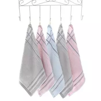 1Pc 34x34cm Square 100% Cotton Striped Highly Absorbent Face Care Soft Home Bathroom Adult Face Towel 34x34cm светло-розовый