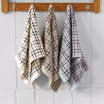 1Pc 34x75cm 100% Cotton Gauze Vintage British Style Plaid Absorbent Home Bathroom Adult Face Towel 34x34cm белый