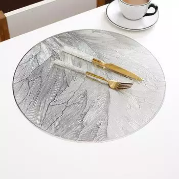 1 шт. 38x38 см круглый узор из перьев золотой полый обеденный теплоизоляционный ПВХ коврик для стола домашний подставка под чайную тарелку для кофе подставка для столовых приборов 38x38cm золотой