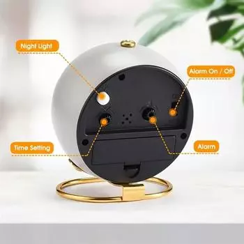 1pc 3.5-inch American creative macaron color metallic alarm clock; Iron matte shell with baking paint process, белый