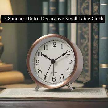 1PC 3.8 креативный металлический будильник, украшение рабочего стола, бесшумные светящиеся настольные часы, подходят для украшения дома золотистый