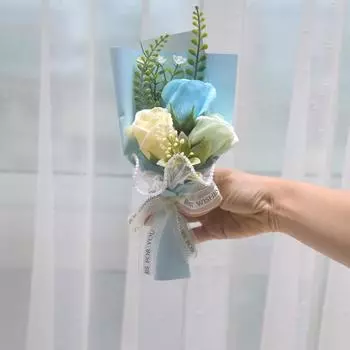 1Pc 3 Heads New Year Gifts Bouquet Mini Wedding Valentine s Day Artificial Flower Birthday Party Rose Soap Flower