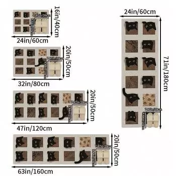 1PC, 3d Black Cat cute cartoon kitchen living room carpet mat 400MMx600MM