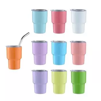 1PC 3oz Mini Tumblers with Lid and Straw Stainless Steel Sublimation Water Bottles Metal Shot Glasses Summer Winter Drinkware 3oz