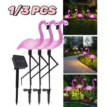 1pc/3pcs Outdoor Solar Lights Flamingo Garden Led Stake Light Waterproof Pathway Lawn Yard Landscape Path Decorative Lights 0-5W