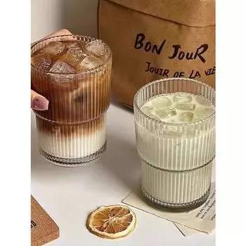 1 шт. 400 мл вертикальные полоски Ins кофейный стакан крышка соломинка стакан для воды красивый лед американский латте молочная чашка кружки чашки для холодного кофе 301-400ml