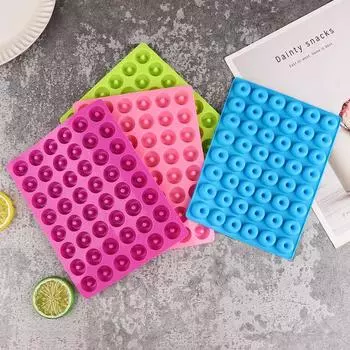 1Pc 48 Cavity Mini Doughnut Silicone Mold DIY Small Donut Mold For Baking Tray Mould Make Muffin Donut Cake Biscuit синий