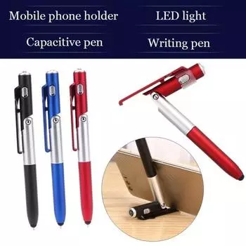 1Pc 4-in-1 Складная шариковая ручка Универсальный мини-емкостный стилус для экрана чёрный