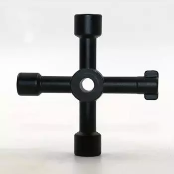 1pc 4-Way Multi-Function High Carbon Steel Key Wrench for Electric Control Cabinet, Elevator, Water Meter Valve, Cross Key