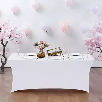 1PC 4FT Polyester High Stretch Tablecloth, Solid Color Thickened Square Table Cover, Suitable for Hotels, Restaurants, Weddings чёрный