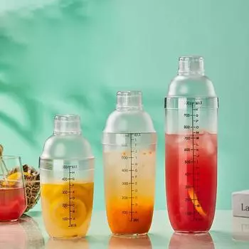 1pc 530ml/700ml Plastic Cocktail Shaker Fruit Juice Milk Tea Beverage Mixer Home Bar Utensils Wine Barware Drink Mixer 500-1000ML