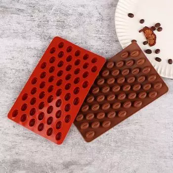 1Pc 55 Cavities Coffee Bean Silicone Candle Mold DIY Soap Resin Making Mould Chocolate Ice Jelly Baking Tool Cake Decor Gifts кофейный