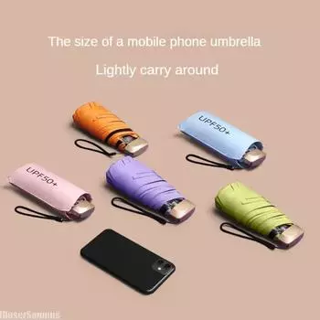 1Pc 55% Off Mini Folding Sun Umbrella Pocket Rain Umbrella Vinyl UV Ultraviolet Protection Sun Shade Pocket Parasol Capsule iron белый