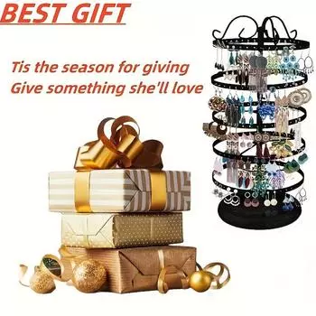 1pc 5 Tiers Metal Rotating Earring Holder Organizer, Jewelry Display Stand Necklace Rack Holder Gift For Woman Jewelry Organizer чёрный