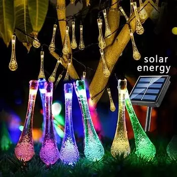 1pc 5M/196.85inch 20LEDs Solar Bubble Water Droplet String Light Christmas Holiday Festive Courtyard Wedding Atmosphere Decor