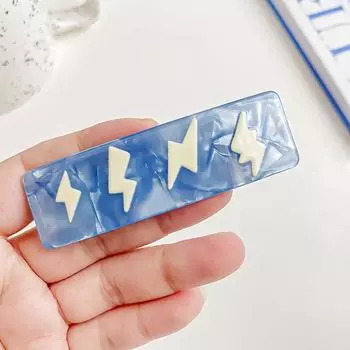 1pc/5pcs Imitation acetic acid clip cloud lightning print hair clip ins niche design shark clip back of the head plate hair clip
