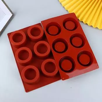 1Pc 6 Hole Round Cake Mold Cake Decorating Silicone Mold DIY Cakes Baking Tools Mousse Soap Molds 3D Cake Tray Baking Pan красный