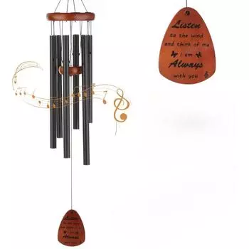 1pc 6 Tubes 82cm Aluminum Alloy Wind Chimes with Hook Black Bells for Outside Home Wedding Decoration Ornaments Gifts