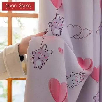 1 шт. 70-80% затемняющие розовые короткие шторы с рисунком из мультфильма для комнаты девочек для спальни, гостиной, домашнего декора, серия Nuan W100cm x L200cm розовый