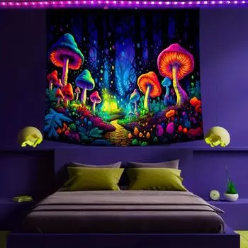 1pc 75x58cm Tree of Life Tapestry BlackLight Sun Moon Stars Galaxy Colorful Hippie Psychedelic Bedroom Dorm Decor Aesthetic 58x75cm