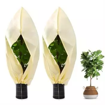 1 шт. 80*120 см Зимняя защитная сумка от замерзания для растений, садовых растений с застежкой-молнией и шнурком, дышащая 80x120cm With zipper бежевый