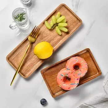 1Pc Acacia Wood Coffee Tray Food CupTrays Decorative Wood Tray Dessert Candy Bamboo Tray Gongfu Tea Tray