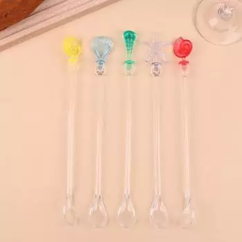 1Pc Acrylic Cartoon Marine Life Cocktail Drink Mixer Ladle Stirring Wine Sticks Bar Tool Accessories Swizzle Stick Random Style