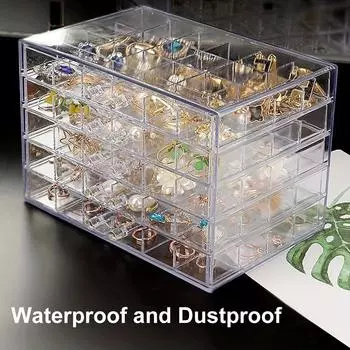 1pc Acrylic Jewelry Organizer, Earring R 5 Drawers, 120 Small Compartments Tray, Large Capacity Desktop Jewelry Storage Box прозрачный