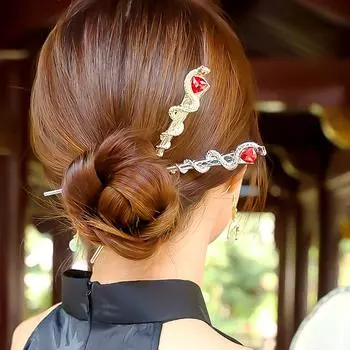 1 шт. регулируемая заколка для волос в стиле панк, усовершенствованная заколка для волос со стразами, китайским серпантином, драгоценным камнем, аксессуары для волос, змеиные волосы серебряный