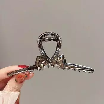 1pc Advanced and luxurious water diamond bow hair clip, women s new style, large size, shark clip, hair clip