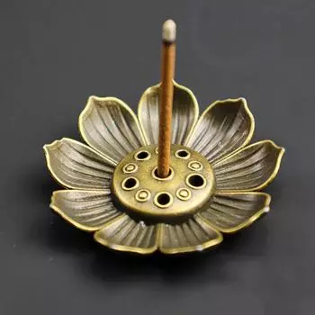 1PC Alloy Incense Burner Stick Holder Plate Buddhism Lotus Censer Bronze Nasturtium Incense Burner
