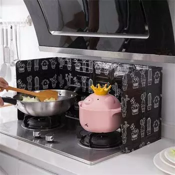 1pc Aluminum Gas Stove Baffle Plate Foldable Kitchen Frying Pan Oil Splash Protection Screen Baffle Plaat Kichen Accessories чёрный