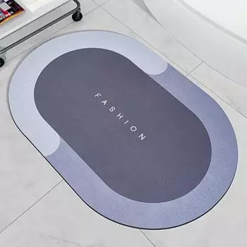 1pc Anti Slip Bathroom Carpet Quick Dry Water Absorbent Anti Pollution Floor Mat Easy to Maintain синий
