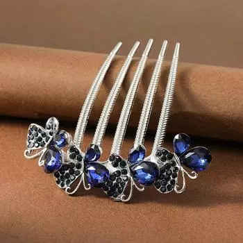 1pc Antique Style Hair Comb with Diamond, Butterfly Hair Clip for Back of Head, Hair Pin for Women s Hair Flower Clip
