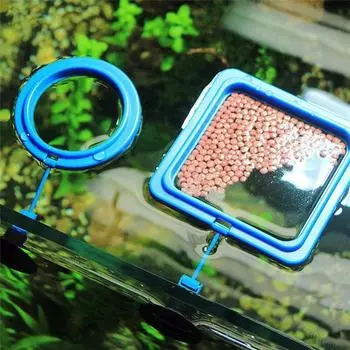 1pc Aquarium Feeding Ring Fish Tank Station Floating Food Tray Feeder Square Circle Accessory Portable Fish Food Feeder Suction
