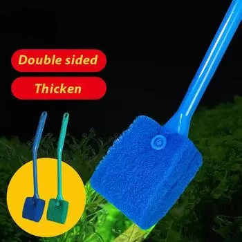 1Pc Aquarium Fish Tank Glass Plant Cleaning Brushes Floating Clean Window Algae Scraper Sponge Cleanning Accessories Tools зелёный