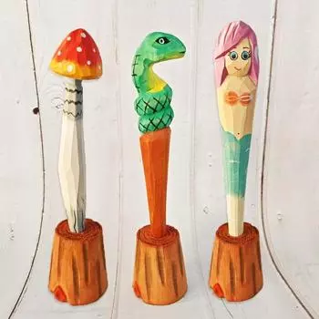 1pc Art Exquisite Signature Decor Beautiful Handmade Convenient Animal Pen Writing Supplies Wood