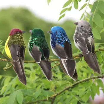 1PC Artificial Feather Bird Garden Floral Decoration Bird Foam Feather Products Fake Sparrow синий